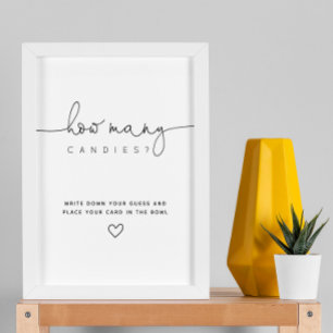 Poster Preto Adivinha Quantos Chás de fraldas De Script D