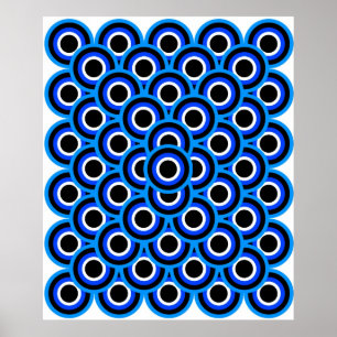 Póster Preto branco azul pálido azul dos olhos da arte O