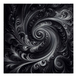 Póster Preto Branco Cinza Abstrato Moderno Simples Redemo