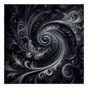 Póster Preto Branco Cinza Abstrato Moderno Simples Redemo