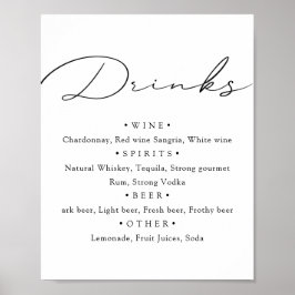 Poster Preto branco. Estilo caligrafia cardápio bar de ca