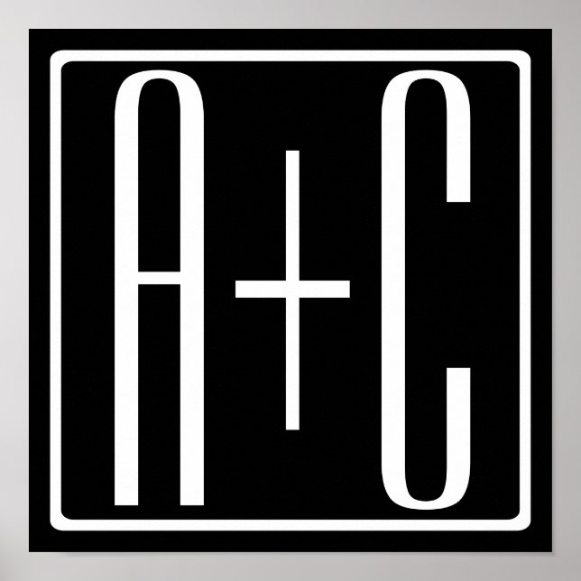 Poster Preto & Branco | Iniciais de Casais (Frente)