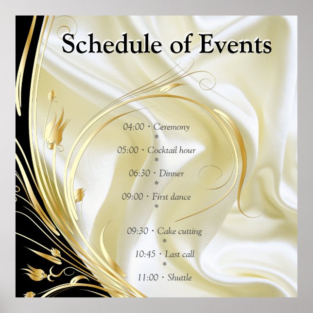 Poster Preto com Dourada textura de Seda (Frente)