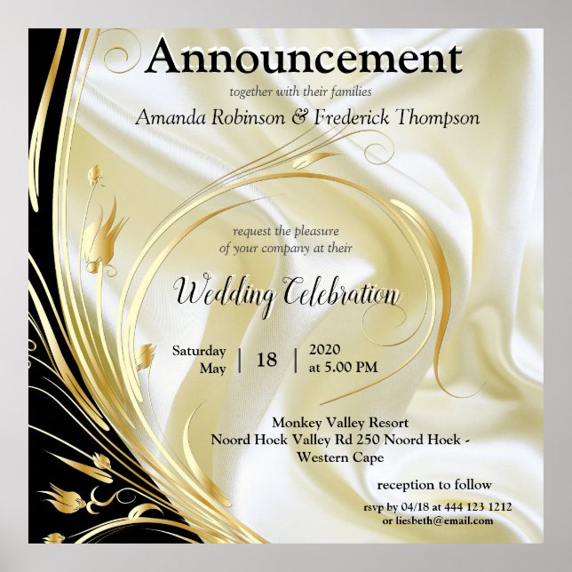 Poster Preto com Dourada textura de Seda (Frente)