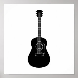 Póster Preto da guitarra acústica