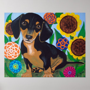 Poster Preto do filhote de cachorro do Dachshund e