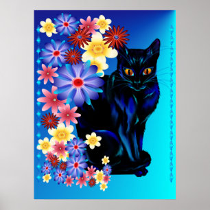 Poster preto do gatinho do jardim