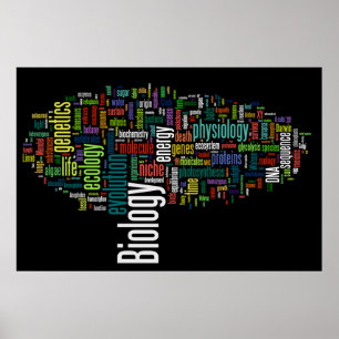 Poster Preto do no. 5 de Wordle da biologia