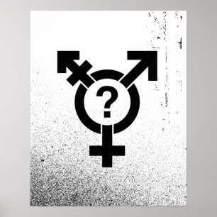 PÓSTER PRETO DO SÍMBOLO DE GENDERQUEER