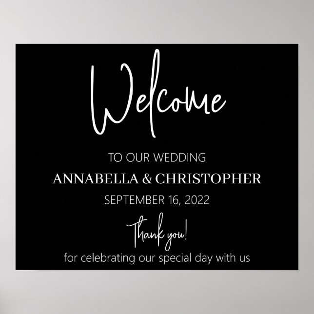 Poster Preto e Branco Bem-vindo elegante e simples minima (Frente)