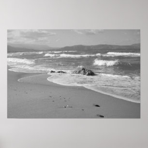 Poster preto e branco da praia
