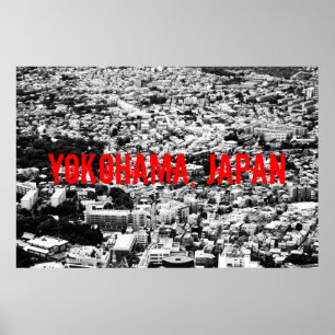 Poster preto e branco de Yokohama