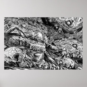 Poster preto e branco do inferno