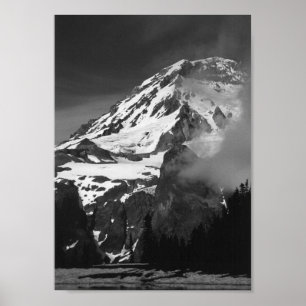Poster preto e branco do Monte Rainier