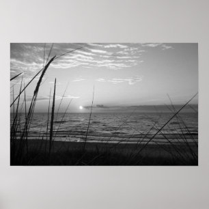 Poster preto e branco do por do sol