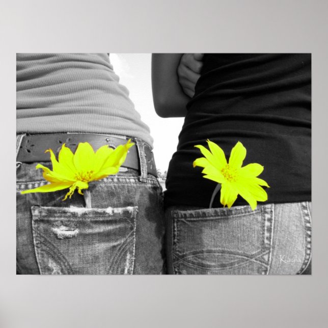 Poster preto e branco dos melhores amigos (Frente)