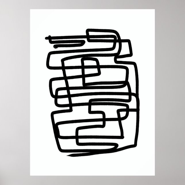 Poster Preto e branco geométrico simples contemporâneo (Frente)