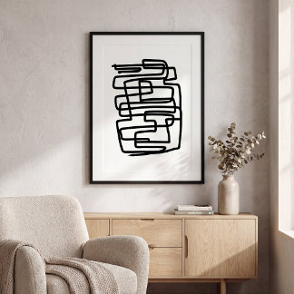 Poster Preto e branco geométrico simples contemporâneo