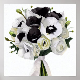 Poster Preto e Branco glamourosos, Buquê de Atendedores (