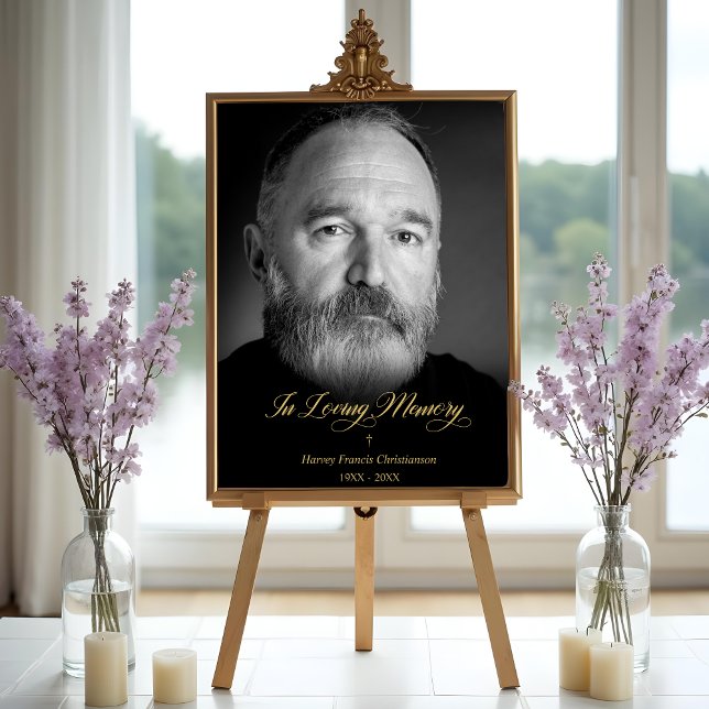 Poster Preto e Branco Homenagem In Memoriam com Foto (Black & White In Loving Memory Tribute with Photo.)