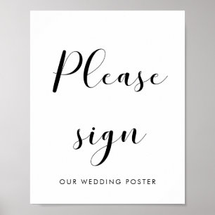 Poster Preto e branco legado Assinar a placa de casamento