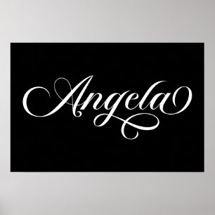 Poster Preto e Branco Letreiro Elegante Angela