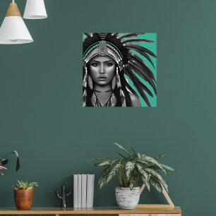 Poster Preto e Branco sobre o Teal Nativo Americano