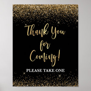 Poster Preto E Dourado Obrigado Por Vir Favorecer O Sinal