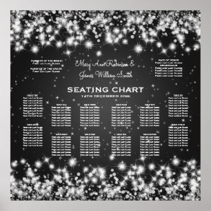 Póster Preto elegante da faísca do inverno da carta do