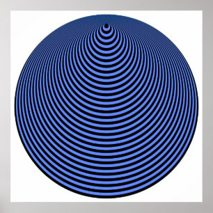 Poster Preto excedente azul dos círculos concêntricos d