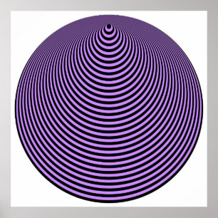 Póster Preto excedente violeta dos círculos concêntrico