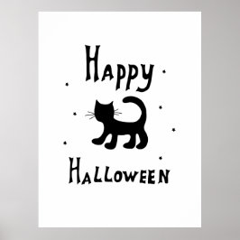 Poster Preto Feliz Halloween assustador
