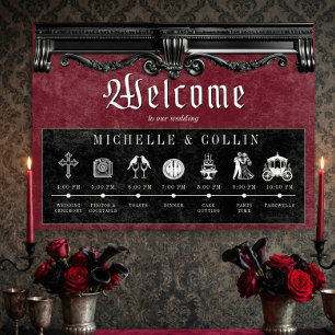 Poster Preto Gótico e Ordem dos Acontecimentos Casamento