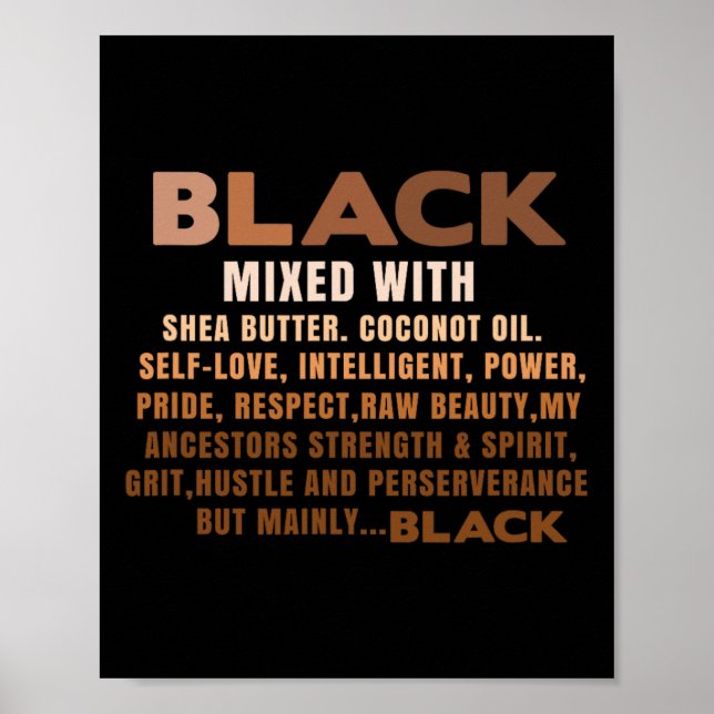 Poster Preto Misturado Com Manteiga De Karité Mês Da Hist (Frente)