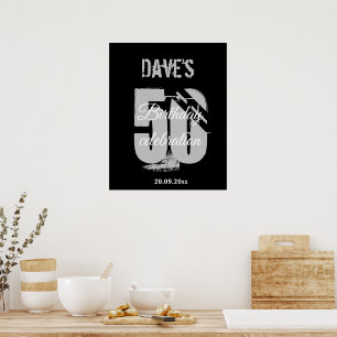 Poster Preto Moderno Qualquer 50 Anos Aniversário De Boas