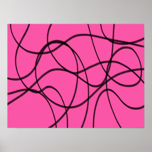 Poster Preto na Arte de Fita Rosa