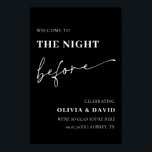 Poster Preto Na Noite Antes Do Janto De Ensaio Bem-Vindo<br><div class="desc">Elevem seu janto de ensaio com nossa Poster de Boas-vindas do Chic Black "The Night Before". Este na moda apresenta um fundo preto elegante que exalta elegância e sofisticação modernas. O texto é redigido em letras brancas ou douradas impressionantes, fornecendo um contraste espantoso que é legível e visualmente atraente. Produzido...</div>