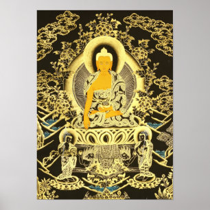 Póster Preto-Ouro Buddha