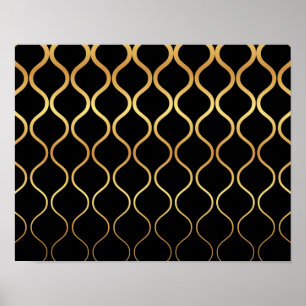 Poster Preto, ouro, legal, tendências, desenho abstrato