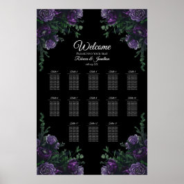 Poster Preto Púrpura Floral Elegante Gótico