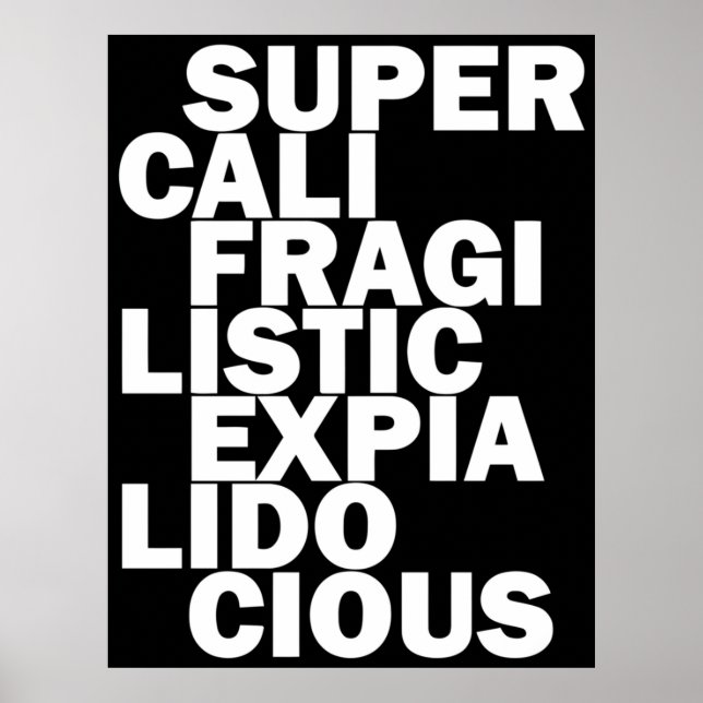 Poster preto supercalifragilisticexpialidoico (Frente)