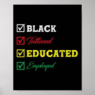 Poster Preto Tatuado Educado Empregado Afro-Negro