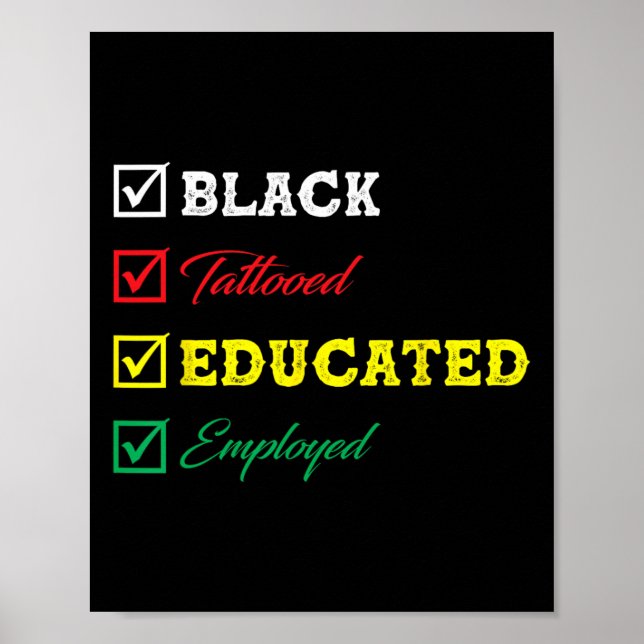 Poster Preto Tatuado Educado Empregado Afro-Negro (Frente)
