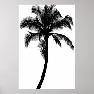 Poster Preto tropical havaiano retro da silhueta da