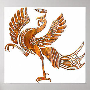 Póster Preto vermelho da oxidação do pássaro