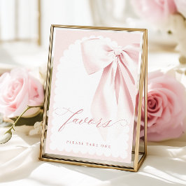 Poster Pretty Pink Bow Baby Shower Favors Table Sign