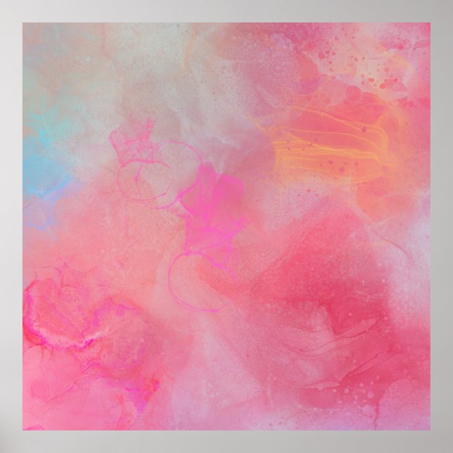 Poster Pretty Stylish Rose Pink Watercolor Ink (Frente)