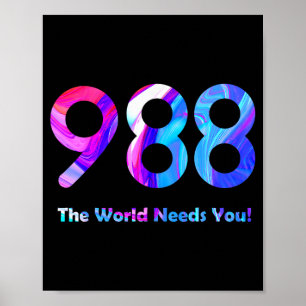 Poster prevenção 988 fique amanhã precisa saúde mental