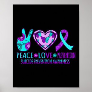 Poster Prevenção Amor Paz Feliz Conscientização sobre Sui