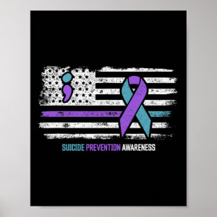 Poster Prevenção ao suicídio Bandeira Americana Sensibili